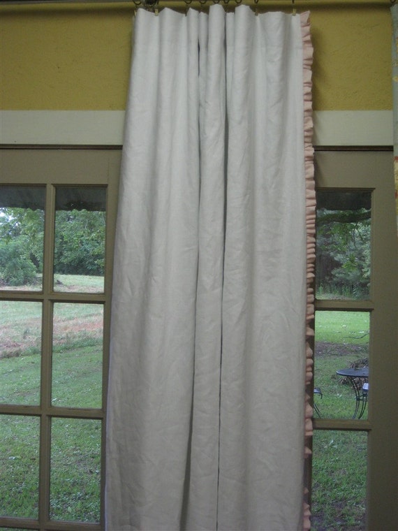 Bright White And Powder Blush Pink Linen Drapery Etsy