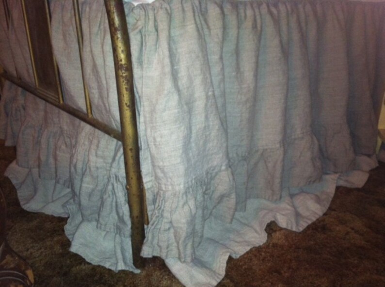 Long Ruffled Washed Linen Bed SkirtAll Sizes AvailableBed Etsy