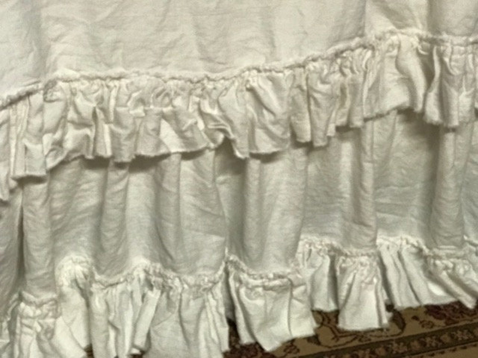 Bright White Washed Linentorn Ruffle Queen Bedding With Etsy