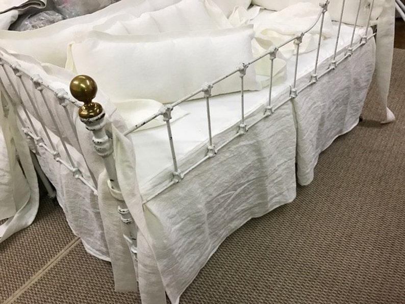 Tailored Crib Bedding In Vintage White Washed Linen Bumper Etsy
