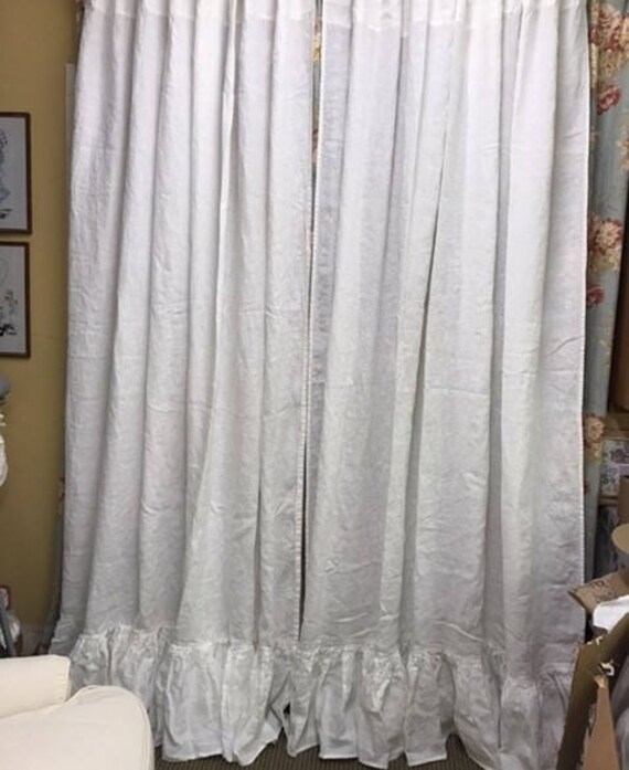 Washed Linen Extra Wide Ruffled Curtains Unlined Linen Etsy