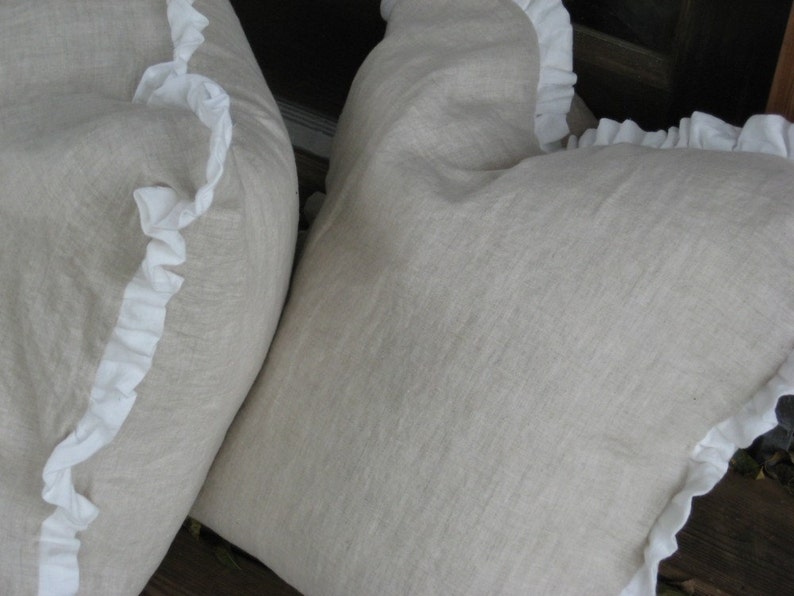 Pair of Pillow Slipcovers in Washed Linen1 Ruffled Etsy