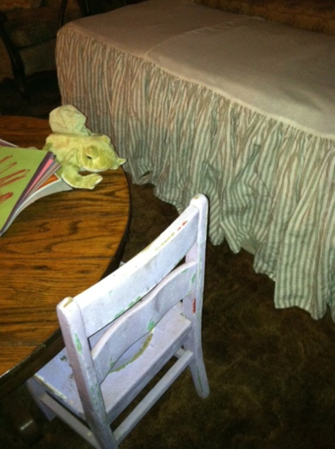 Washed Linen Gathered Bed Skirt Natural Flax and White Stripe Etsy