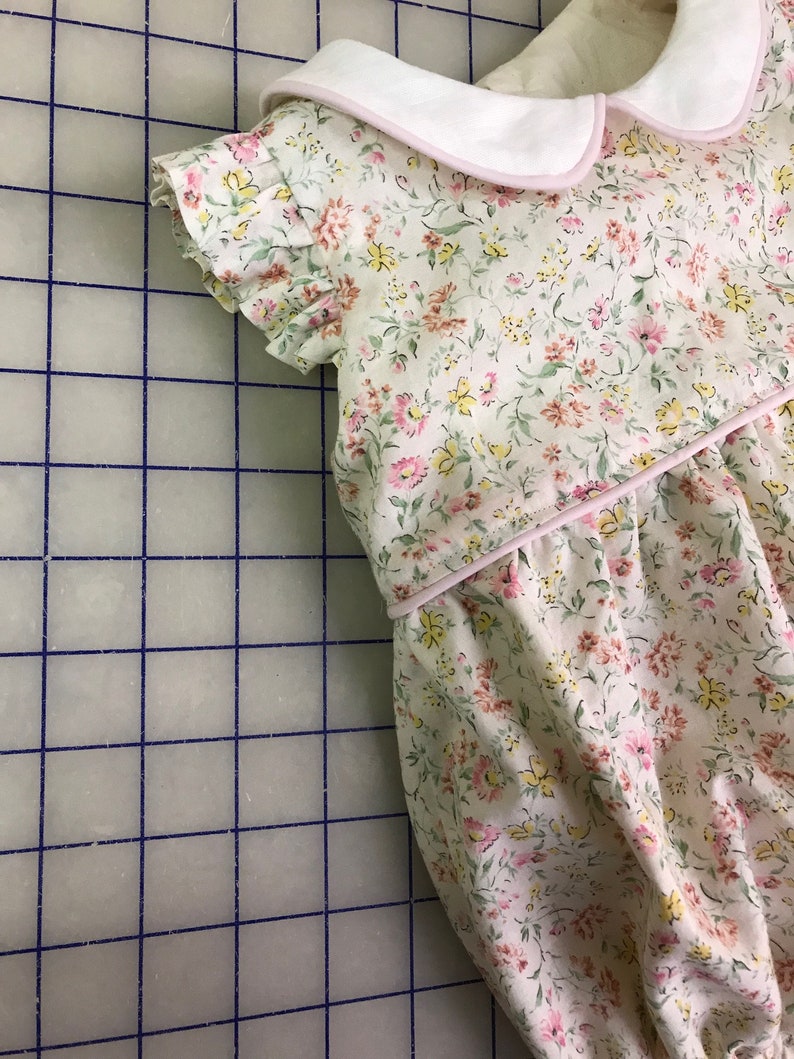 Boutique Style Baby Clothing-Floral Bubble Suit for Baby Girl-Easter Sunsuit-Floral Cotton Baby Girl Bubble-Artisan Handmade Children/'s Wear