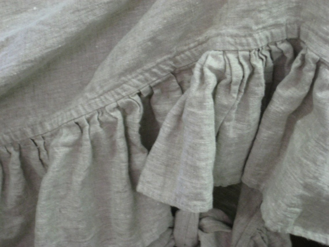 Ruffled Washed Linen Coverletlong Ruffled Bed Etsy