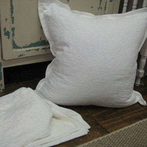 2 Washed White Linen Tailored Pillow Shams-2 Washed Linen Pillow Covers-Your Requested Size-Bright White or Vintage White Washed Linen