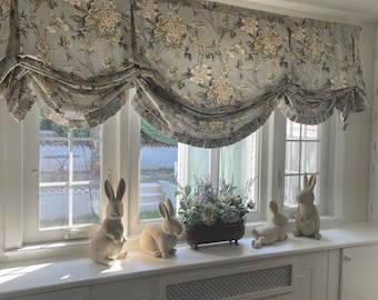 Wide Window London Shade Window Treatments-Single-Double-Triple Window Treatment-Valance for Oversized Window-Custom Sewing Service