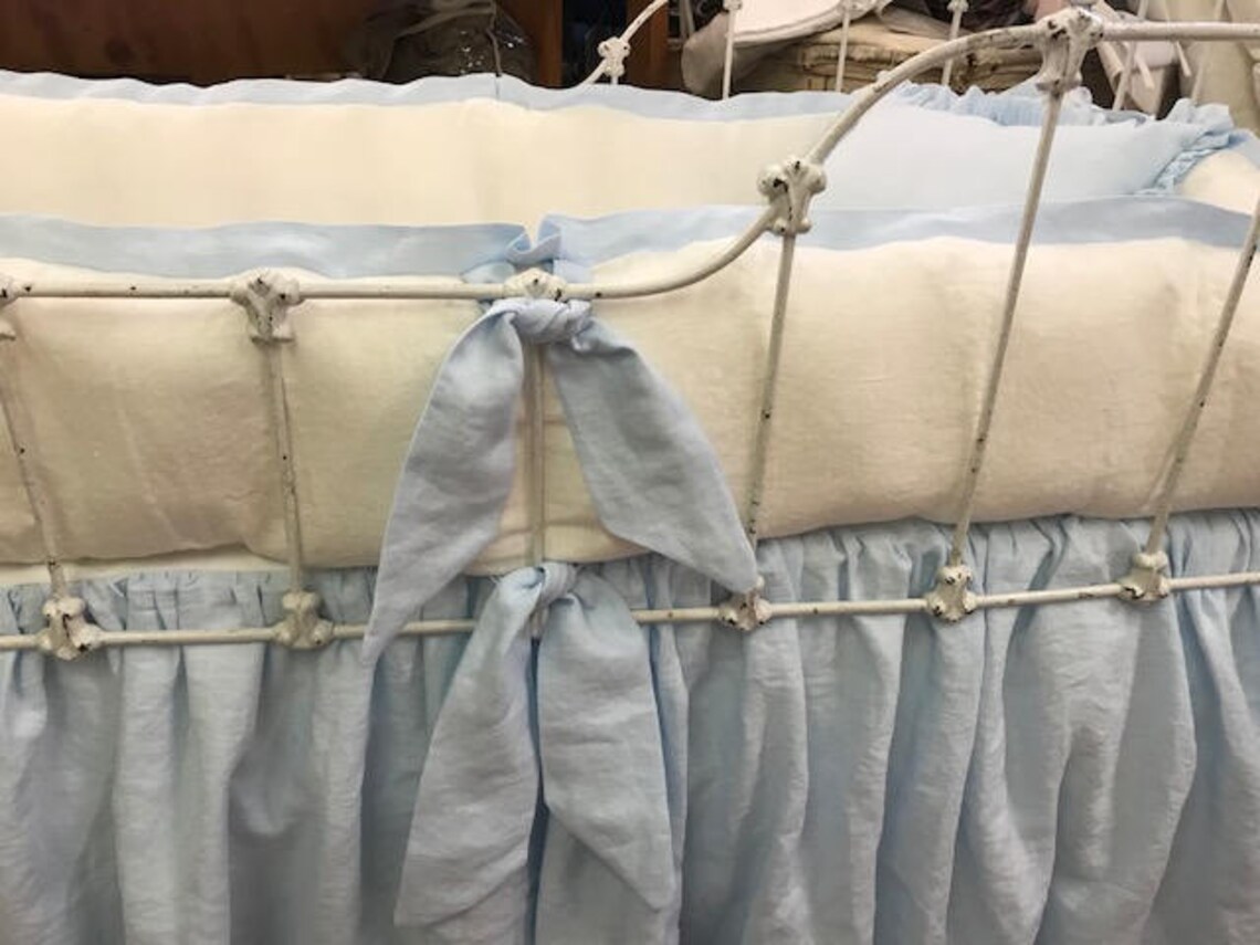 Baby Bedding Classics-Vintage White and Baby Blue Washed | Etsy