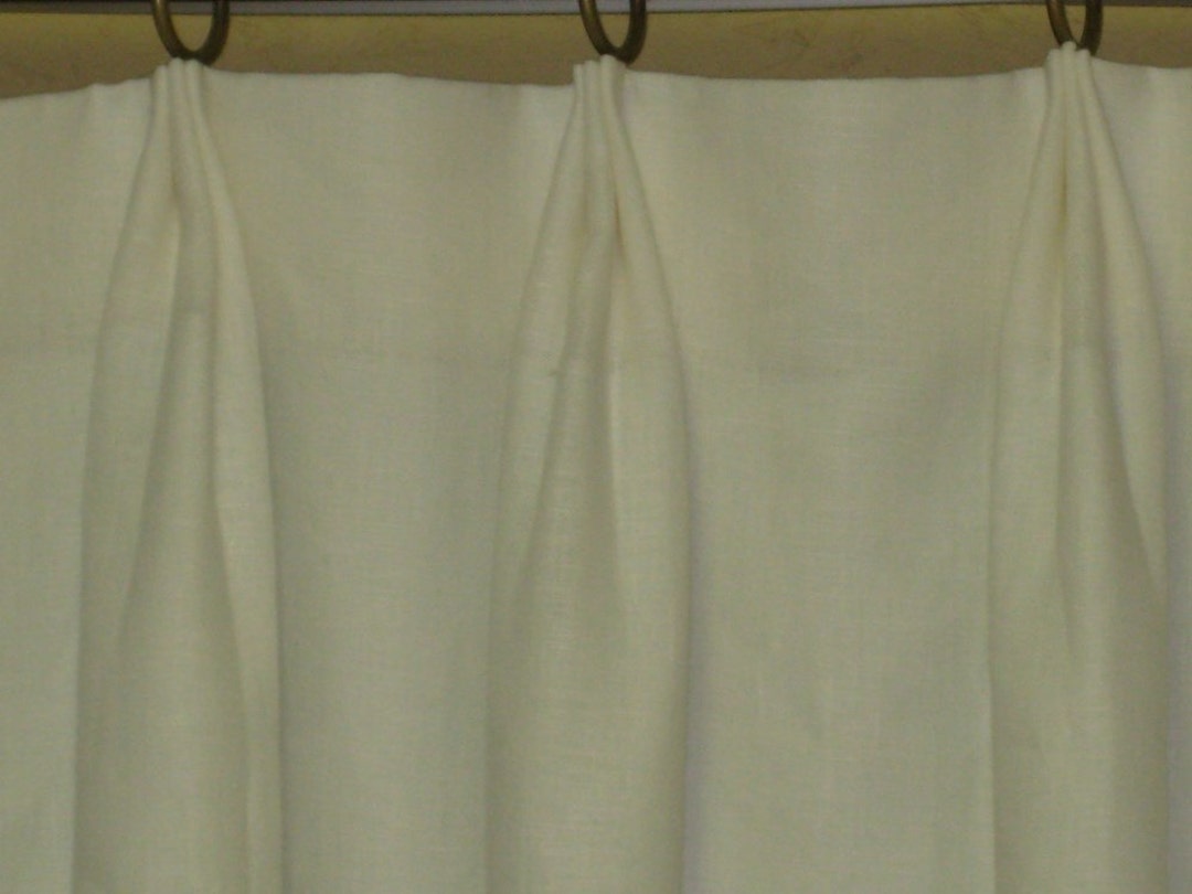 Vintage White Linen Drapery Panelsone Pair of Single Width Etsy