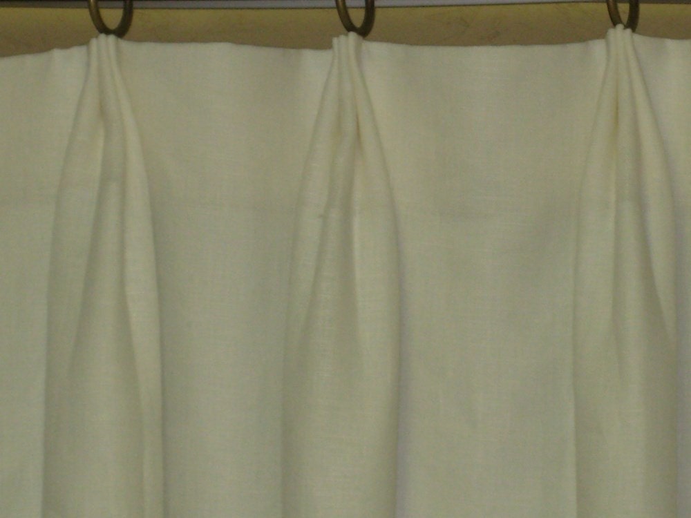 Vintage White Linen Drapery PanelsOne Pair of Single Width Pleated