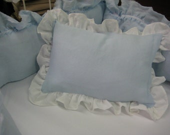 Crib Pillowslip in Washed Linen-Zip Closure Allows for Monogram-Includes Removable Pillow Insert Form