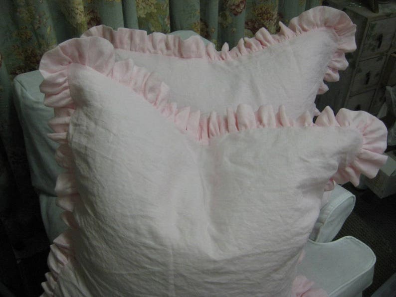 Cottage Style Ruffled Pillow ShamsWashed Linen Pillow Etsy