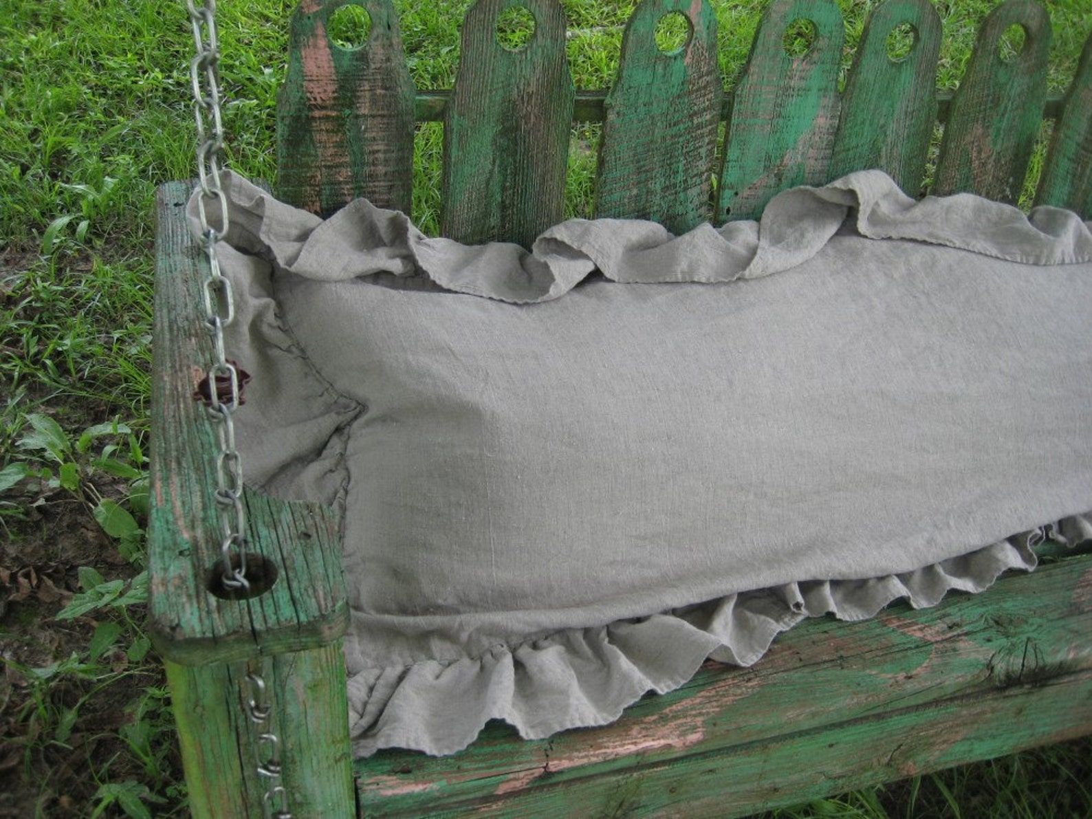 Ruffled Body Pillow Sham in Washed Linenpillow Sham With Etsy