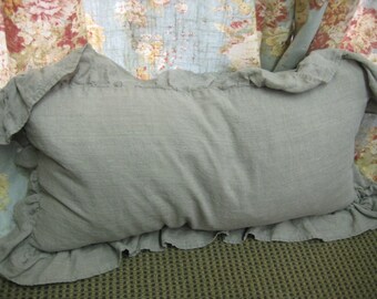Relaxed Ruffle Washed Linen Pillow Sham-Ruffled Bed Pillow Sham in Your Linen Color Choice and Size