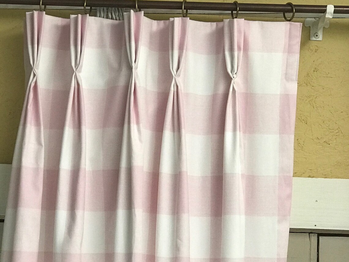 Handmade Pink Buffalo Check CurtainsStandard Pinch Pleat Etsy