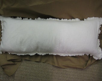 Washed Linen Petite Ruffled Lumbar Pillow Sham-14x36 Ruffled Pillow Sham-Zip Closure