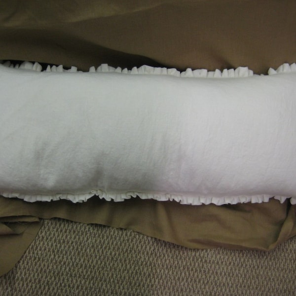 Washed Linen Ruffled Pillow Sham-14x36 Ruffled Pillow Sham-Zip Closure-Linen Fabric Color Options-Also OPTIONAL Feather/Down Pillow Insert
