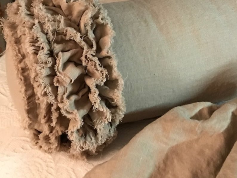 Shabby Ruffled Bolster Pillow-Pebble Torn Washed Linen Multi Ruffle-READY TO SHIP-Romantic Home Decor-Zip Closure-Shabby Ruffled Sham image 9