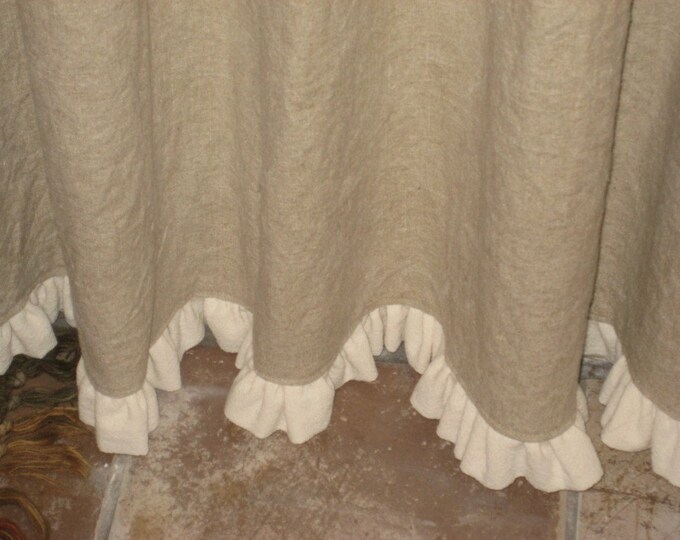 Ruffled Linen Shower Curtain Etsy