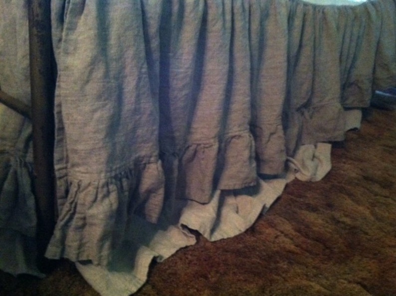 Long Ruffled Washed Linen Bed SkirtAll Sizes AvailableBed Etsy
