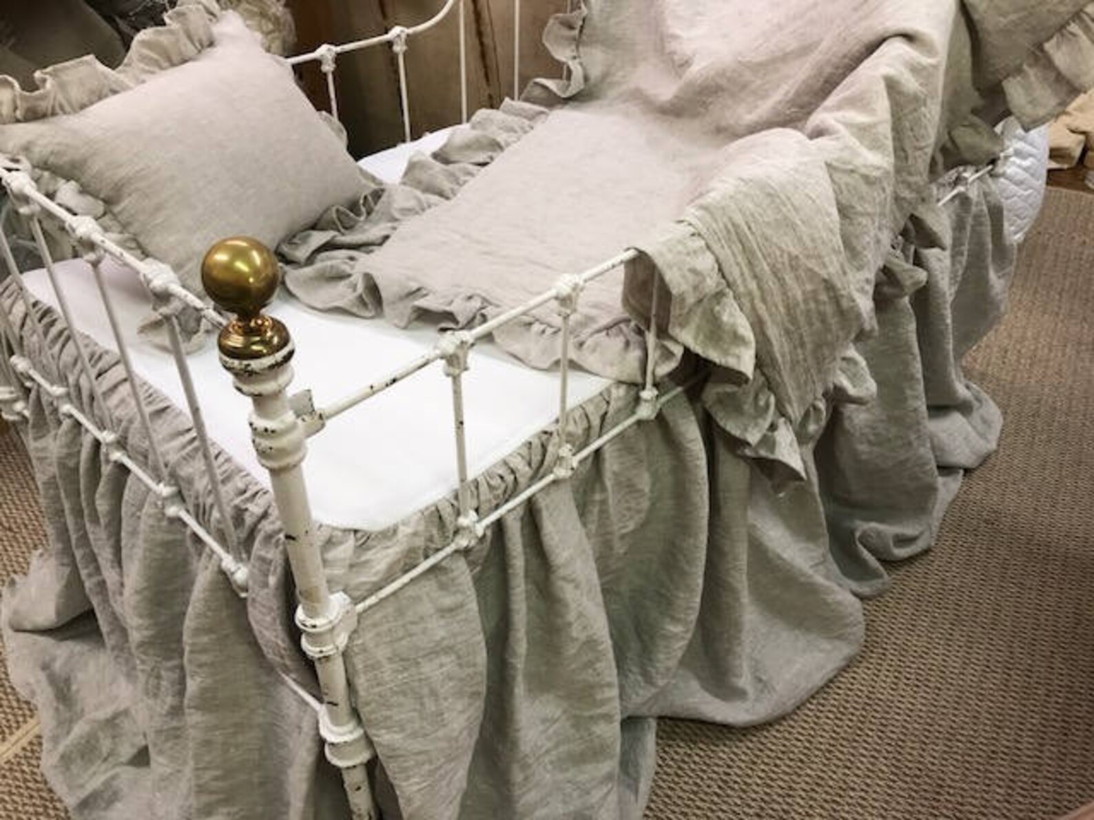 Washed Linen Crib Bedding Separatesoatmeal Washed Linen Etsy