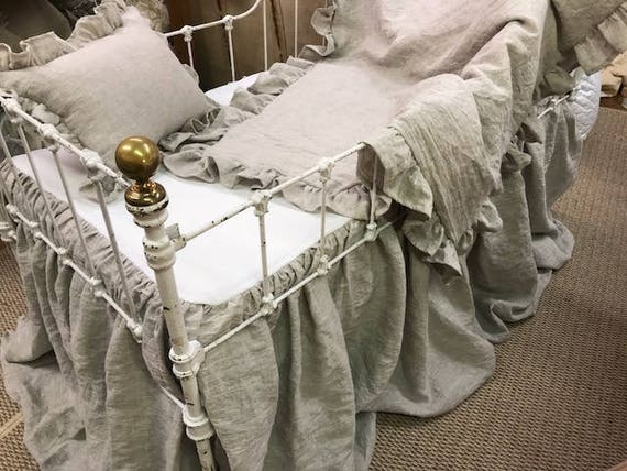 Washed Linen Crib Bedding Separates Oatmeal Washed Linen Etsy