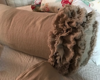 Shabby Ruffled Bolster Pillow-Pebble Torn Washed Linen Multi Ruffle-READY TO SHIP-Romantic Home Decor-Zip Closure-Shabby Ruffled Sham