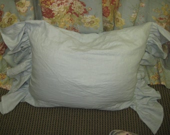 Pair of Side Ruffle Standard Pillow Shams - Washed Dove Linen - 2 Shams