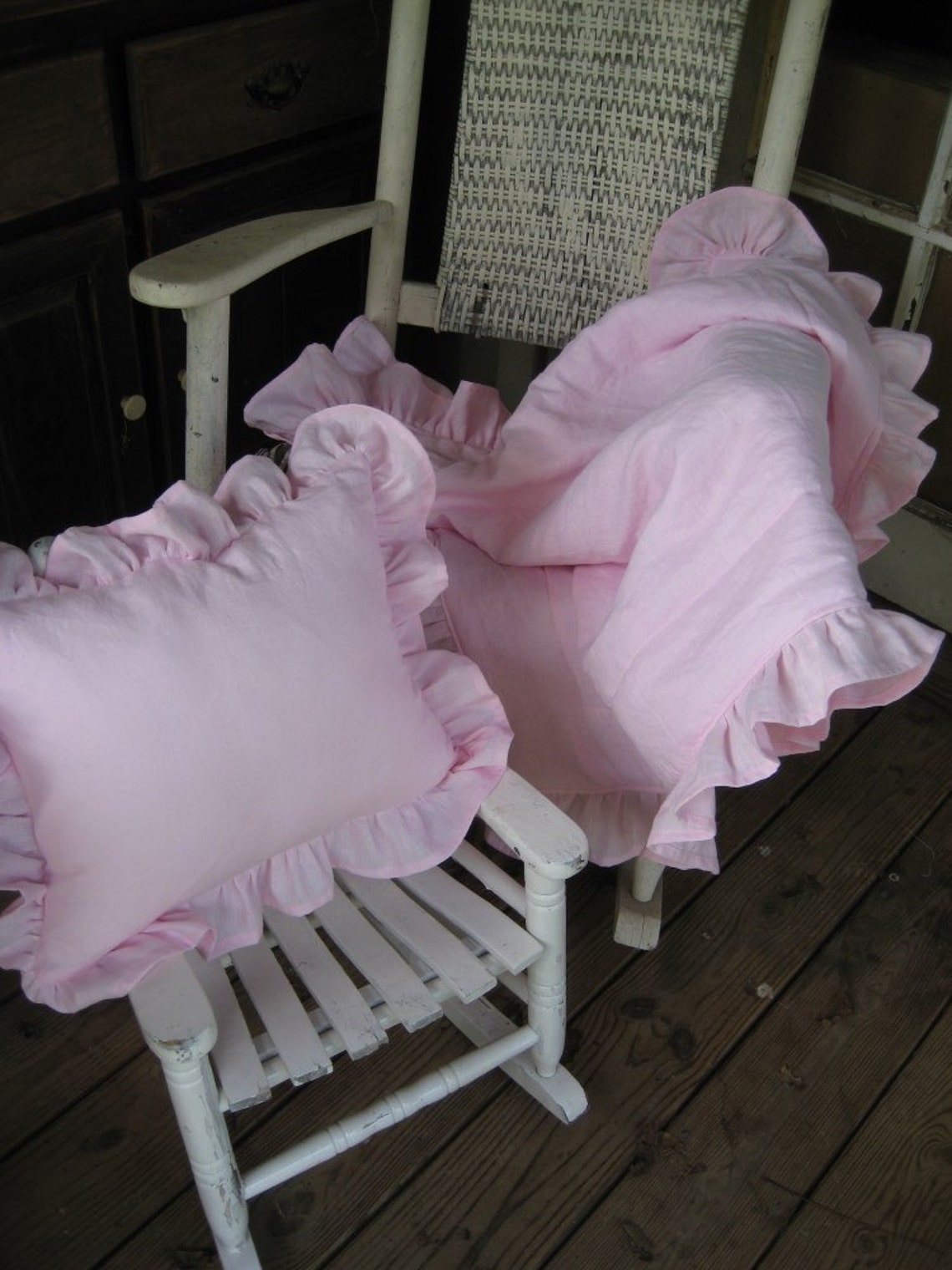 Ruffled Baby Blanket and Pillow Set N Washed Linenyour Etsy
