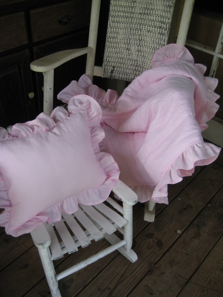Ruffled Baby Blanket and Pillow Set N Washed Linenyour Etsy