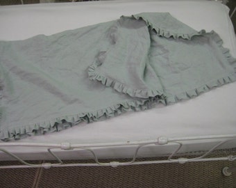 Washed Linen Ruffled Receiving Blanket---Your Color Choice