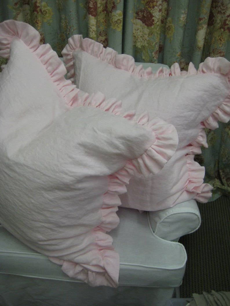 Cottage Style Ruffled Pillow ShamsWashed Linen Pillow Etsy