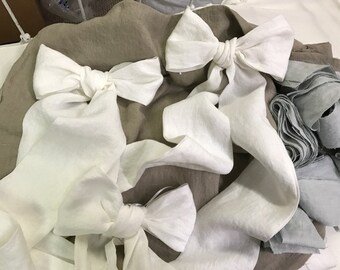 Washed Linen Crib Set-Your Color Choice--Skirt-Fitted Crib Sheet & 3 Crib Bows-Casual Washed Linen Crib Bedding-Crib Skirt-3 Bows-Crib Sheet