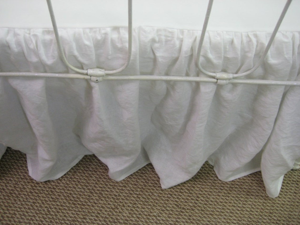 Washed Linen Crib Skirt and Ruffled Crib Pillowgathered Crib Etsy