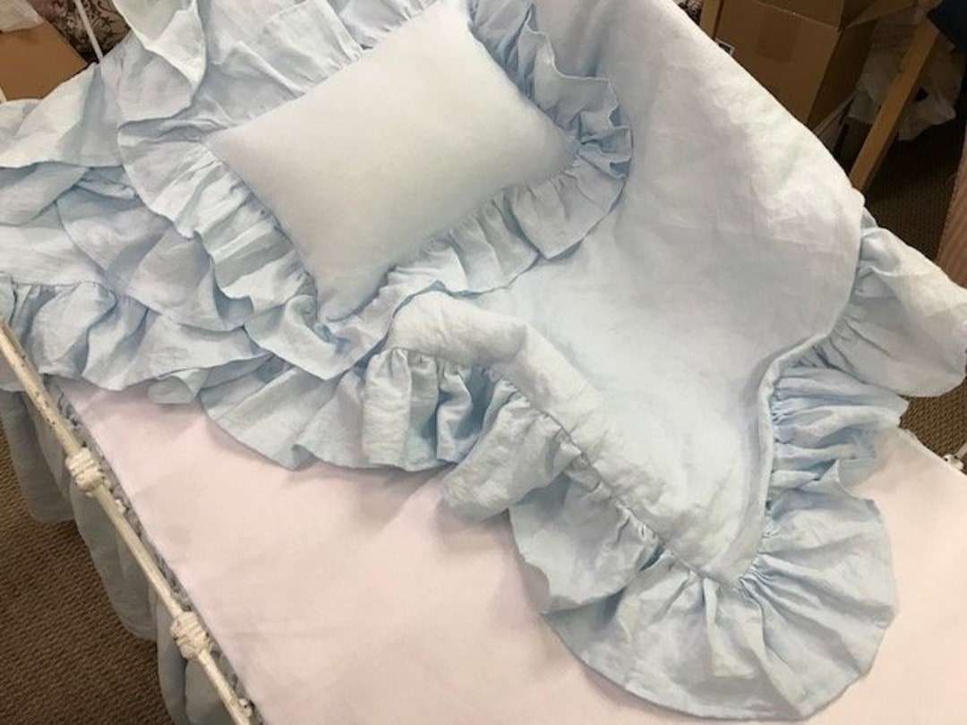 Ruffled Baby Blanket and Pillow Set N Washed Linenyour Requested Linen