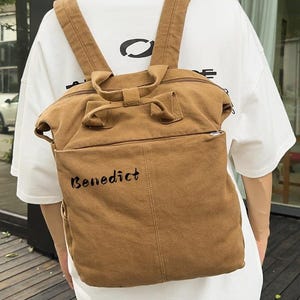 Customizable Canvas Laptop Backpack: Large Capacity Travel Bag, Eco-Friendly Gift