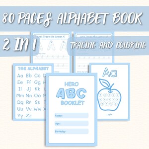 Super Alphabet Tracing & Coloring Book Bundle for Boys – 80 Pages | A–Z Letter Tracing + Coloring + Puzzles | Blue and BW Versions