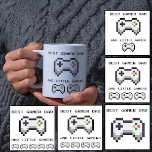 Best Gamer Dad Mug PNG – Funny Sublimation Design with Kids – 6 Variations – Father's Day Digital Download – Gamer Family Custom Coffee Mugs