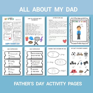 Todo sobre mi papá (imprimible), actividad del Día del Padre para niños, cuestionario para papá, descarga instantánea de regalo para el Día del Padre / PDF para rellenar.
