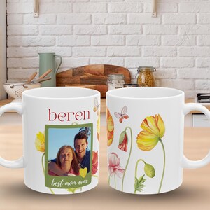 Editable Mother's Day Mug Design, Custom Photo and Name, Canva Mug Wrap Template for 11oz & 15oz, Digital Download