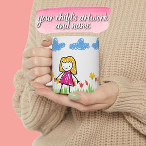 Custom Kids Drawing Mug, Personalized Parent Gift, Child Art Coffee Cup, Mom Dad Keepsake, Father's Day Gift from Child, New Dad Gift