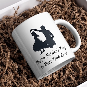 Best Dad Ever Mug Sublimation Wrap PNG, Father Daughter Spinning Silhouette, 11oz 15oz Mug Sublimation Design, Happy Fathers Day Mug PNG