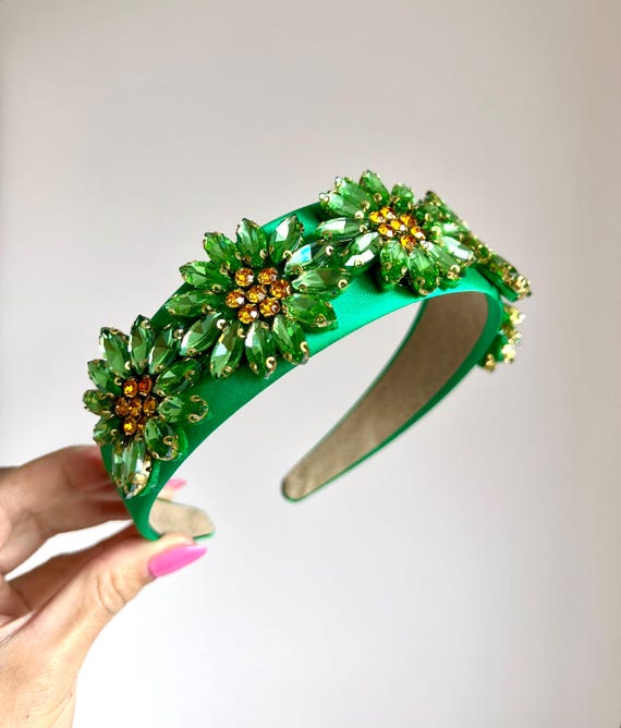 Green Gemstone Headband - Elegant Hair Accessory for Special 
