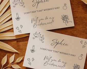 Bridesmaid Proposal Card Be My Bridesmaid Gift Card Maid of Honor Card Bridal Proposal Card Bridesmaid Invite Personalized Editable Template