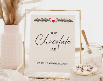Hot Chocolate Bar Sign Table Top Christmas Wedding Sign Hot Chocolate Menu Wedding Bar Menu Sign Event Dessert Table Sign Christmas Wedding
