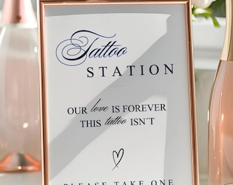 Wedding Temporary Tattoos Sign Tattoo Favor Wedding Activities Modern Wedding Favor Custom Tattoo Bar Sign Temporary Flash Tattoo Template