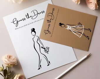Fun Wedding Shower Game Guess the Dress Printable Game Unique Bridal Shower Wedding Dress Game Draw Bride Dress Activity Printed Bridal Game