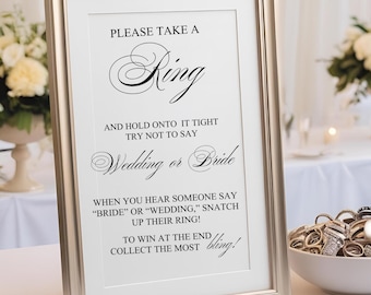 Modern Ring Game Bridal Shower Games Wedding Ring Game Funny Bridal Game Hen Party Game for Bachelorette Fun Wedding Ring Sign Shower Game