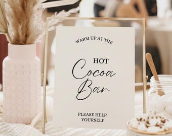Hot Cocoa Station Sign Bridal Shower Hot Cocoa Menu Holiday Bar Sign Snow Bridal Shower Hot Cocoa Party Kit Wedding Shower Dessert Menu Sign