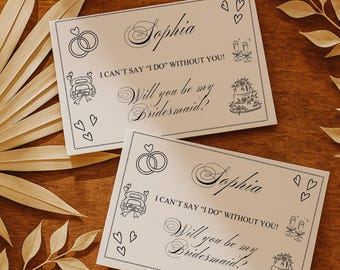 Bridal Proposal Card Bridesmaid Box Gift Proposal Box Card Canva Bridesmaid Card Maid of Honor Proposal Tag Custom Bridesmaid Keepsake Gift